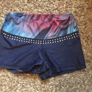 Pink and navy blue high waisted spanks